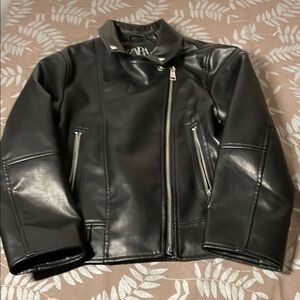 Zara Kids Black Leather Jacket